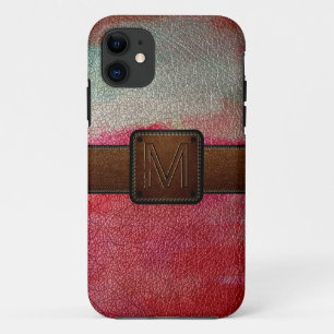 Verf rood leder ziet er bruin label uit iPhone 11 hoesje