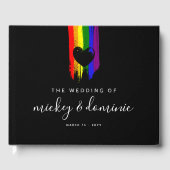 Verf Slagen Pride Flag & Black Heart Wedding Gastenboek (Voorkant)
