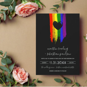 Verf Slagen Pride Flag & Black Heart Wedding Kaart