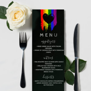 Verf Slagen Pride Flag & Black Heart Wedding Menu