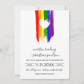 Verf Slagen Pride Flag & White Heart Wedding Kaart (Voorkant)