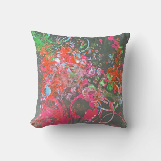 Verf splash kunst kussen rood roze (Voorkant)