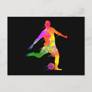 Verf Splashes Voetbal Afbeeldingsspeler Briefkaart