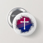 Verf Splatter Bisexual Pride Christelijke kruis Ronde Button 5,7 Cm (Voorkant /achterkant)