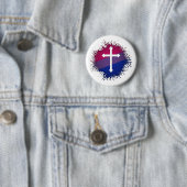 Verf Splatter Bisexual Pride Christelijke kruis Ronde Button 5,7 Cm (In situ)
