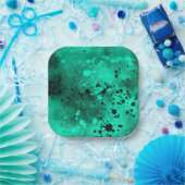 Verf Splatter Effect Groen & Zwart Papieren Bordje (Feest)
