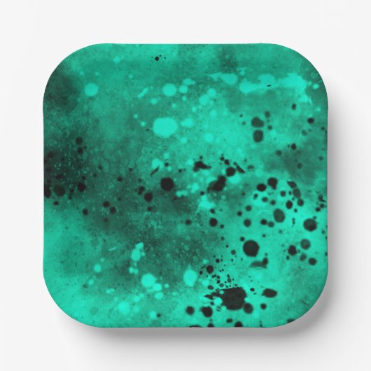 Verf Splatter Effect Groen & Zwart Papieren Bordje (Voorkant)