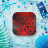 Verf Splatter Effect Rood & Zwart Papieren Bordje (Feest)