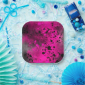 Verf Splatter Effect Roze & Zwart Papieren Bordje (Feest)