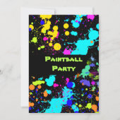 Verf Splatter, Faux Neon, Uitnodiging verfbal (Voorkant)