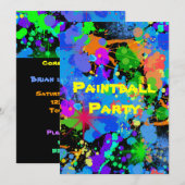 Verf Splatter, Faux Neon, Uitnodiging voor verjaar (Voorkant / Achterkant)