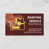 Verf Splatter Goud Huis Borstel Schilder Visitekaartje (Voorkant)