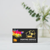 Verf Splatter Goud Huis Borstel Schilder Visitekaartje (Staand voorkant)