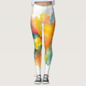 Verf Splatter groen, geel Leggings (Voorkant)