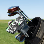 Verf Splatter Groen Zwart Wit Monogram Golfheadcover (Insitu)