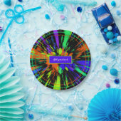 Verf Splatter Kleurrijke Neon Custom Papieren Bordje (Feest)