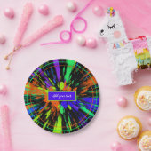 Verf Splatter Kleurrijke Neon Custom Papieren Bordje (Feest)