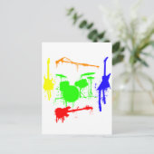 Verf Splatter Muziekinstrumenten Band Graffiti Briefkaart (Staand voorkant)