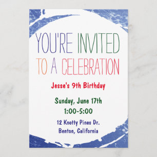 Verf Splatter uitnodigen   Kinder blauwe pool Kaart