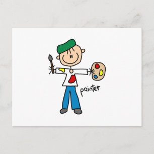 Verf Stickfiguur Briefkaart