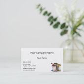 Verfblikken in rood groen geel onderaan visitekaartje (Staand voorkant)