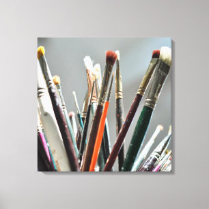 Verfborstels drogen in het zonlicht canvas afdruk