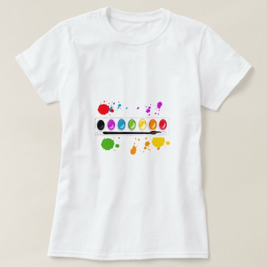 verfdoos met splatters t-shirt (Design voorkant)