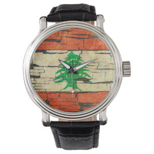Verfeffect van rackgebruik van Libanese vlag Horloge