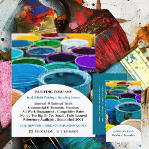 Verfemmers in meerdere kleuren, schilder en decora flyer