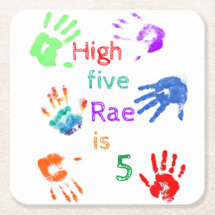 Verfhanddrukken Verjaardag met persoonlijke naam Vierkante Kartonnen Onderzetter