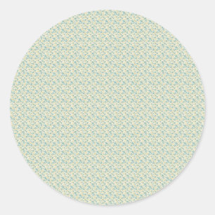 Verfijnd 1940s Stofachtig Teal en Mosterd Bloemmot Ronde Sticker
