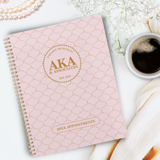 Verfijnd Bedrijfs Monogram Roze Gouden Trellis Planner