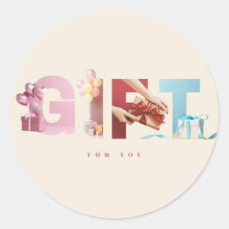 Verfijnd Beige Cadeaubrief Typografie Kunst Ronde Sticker