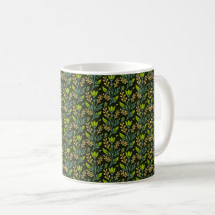 Verfijnd blauw & beige bloempatroon ontwerp koffiemok