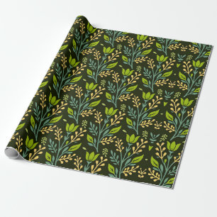 Verfijnd blauw & beige bloempatroonontwerp cadeaupapier