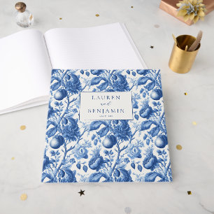 Verfijnd Blauw Bloemmotief Porselein Gastenboek