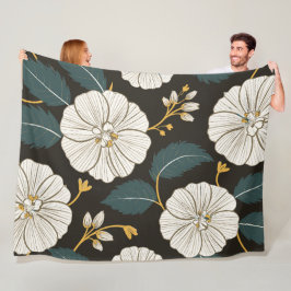 Verfijnd bloemenpatroon met witte bloesems fleece deken