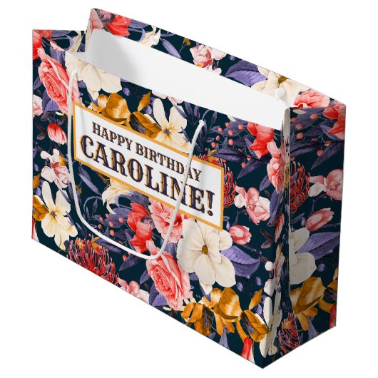 Verfijnd Boho Bloem Feest Groot Cadeauzakje (Voorkant Gekanteld)