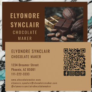 Verfijnd Bruine Chocolade Maker Foto Sociale QR Co Visitekaartje