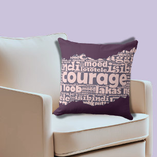 Verfijnd Courage Woordpatroon Roze Paarse Kussen