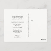 Verfijnd "Dank u" Verticale Baby Geboorte Anno Briefkaart (Achterkant)