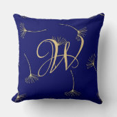 Verfijnd Deep Blue & Goud Monogram Kussen (Voorkant)
