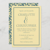 Verfijnd "Dusty Blue Cream Leaf Pattern" Kaart (Voorkant / Achterkant)