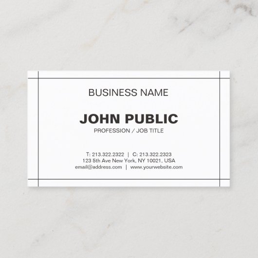 Verfijnd Eenvoudig Bedrijf Modern Zwart Wit Visitekaartje (Achterkant)