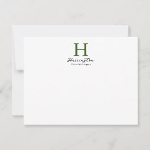 Verfijnd Elegant Groen Monogram Notitiekaartje