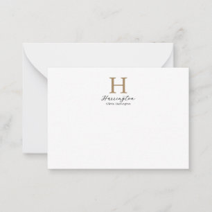 Verfijnd Elegant Zwart en Goud Monogram Notitiekaartje