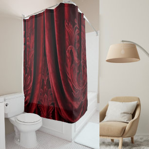 Verfijnd Elegante Luxe Donkerrood Fluwelen Trouwfe Douchegordijn