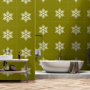 Verfijnd Festive Witte Noordse Sneeuwvlokken Op Ol Behang