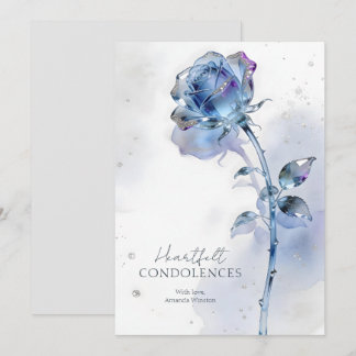 Verfijnd Glas Blauwe Roos Condoleance Sympathie AM