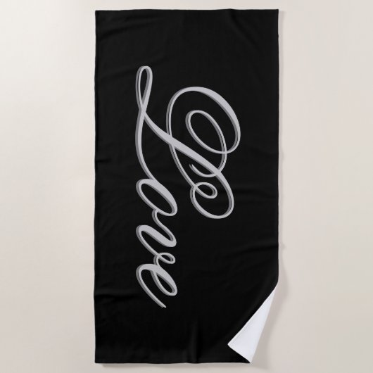 Verfijnd grijs zwart liefde strandlaken (Voorkant)